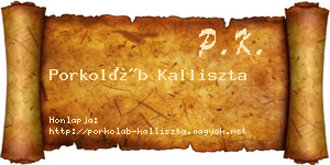Porkoláb Kalliszta névjegykártya